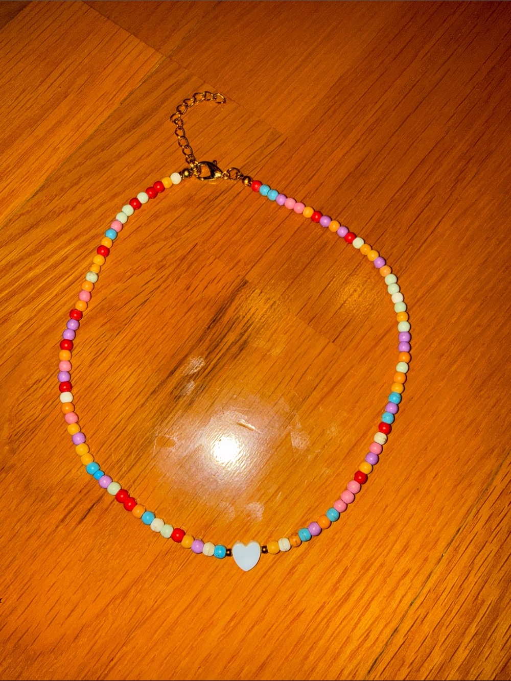 Free People Multicolor Beaded Heart Choker - Pastel & Bright Mix